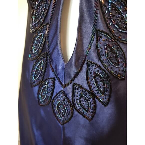 Vintage Chelsea Nights Beaded Maxi Dress Ombre Satin Prom Whimsy - Picture 11 of 15